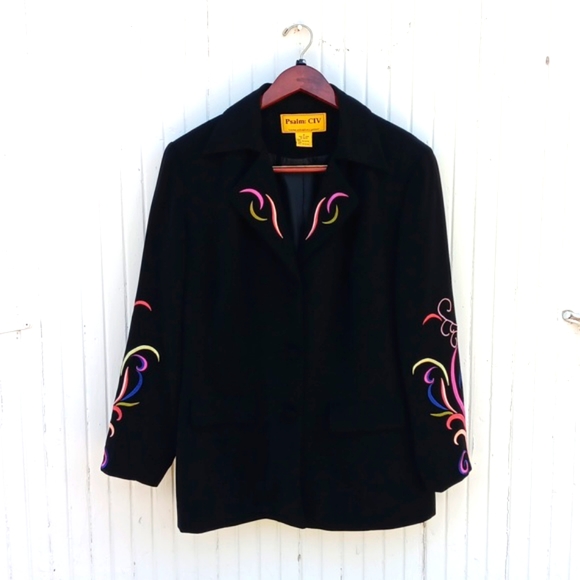 PSALMS: CIV LADIES COLORFULLY EMBROIDERED LUX BLAZER - Picture 12 of 16